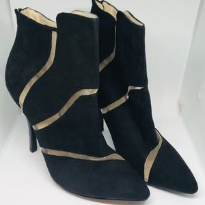 Black suede Mireille booties, size 9M